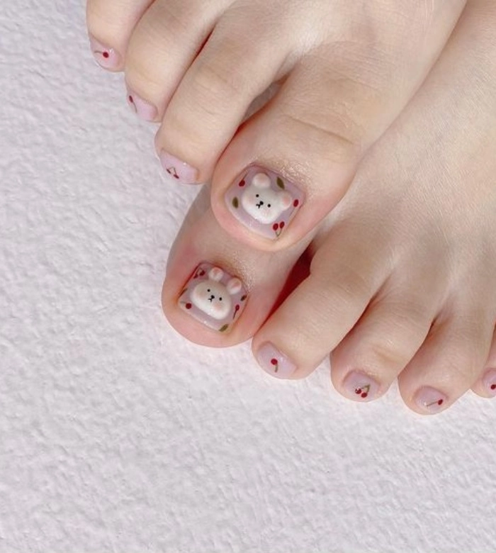 mẫu nail chân cute vẽ đơn giản