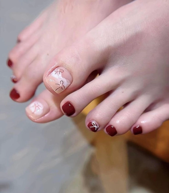 mẫu nail chân giáng sinh cute