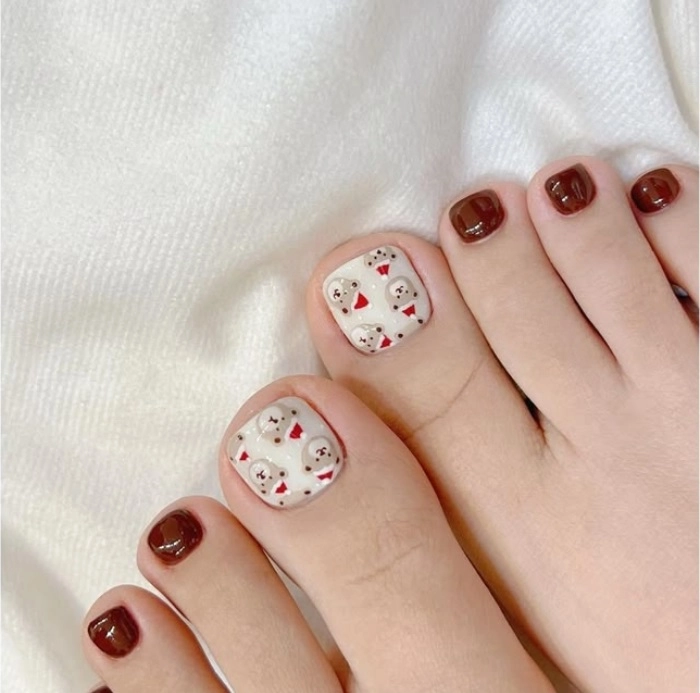 mẫu nail chân giáng sinh xinh nhất