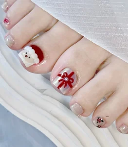mẫu nail chân noel cute