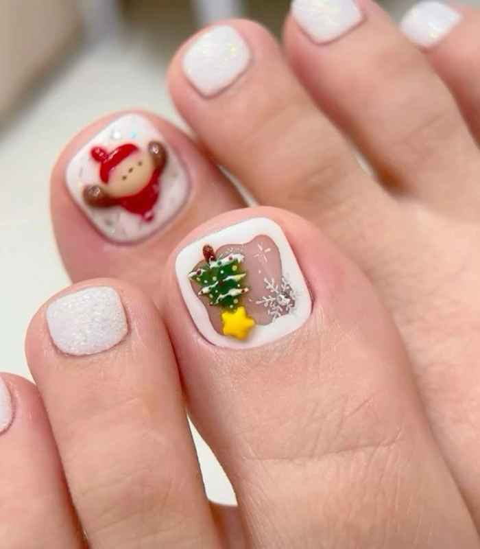mẫu nail chân noel đáng yêu