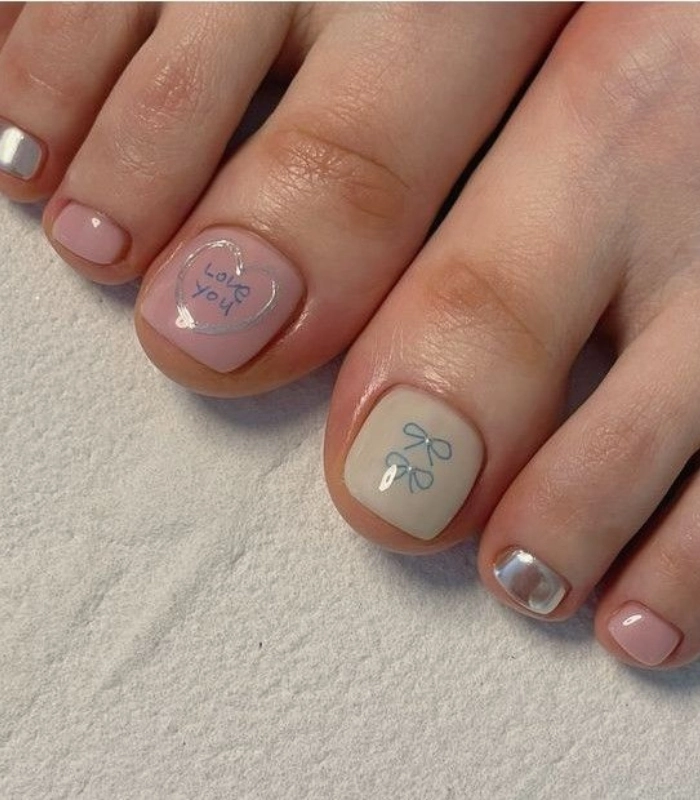 mẫu nail chân sáng da lấp lánh