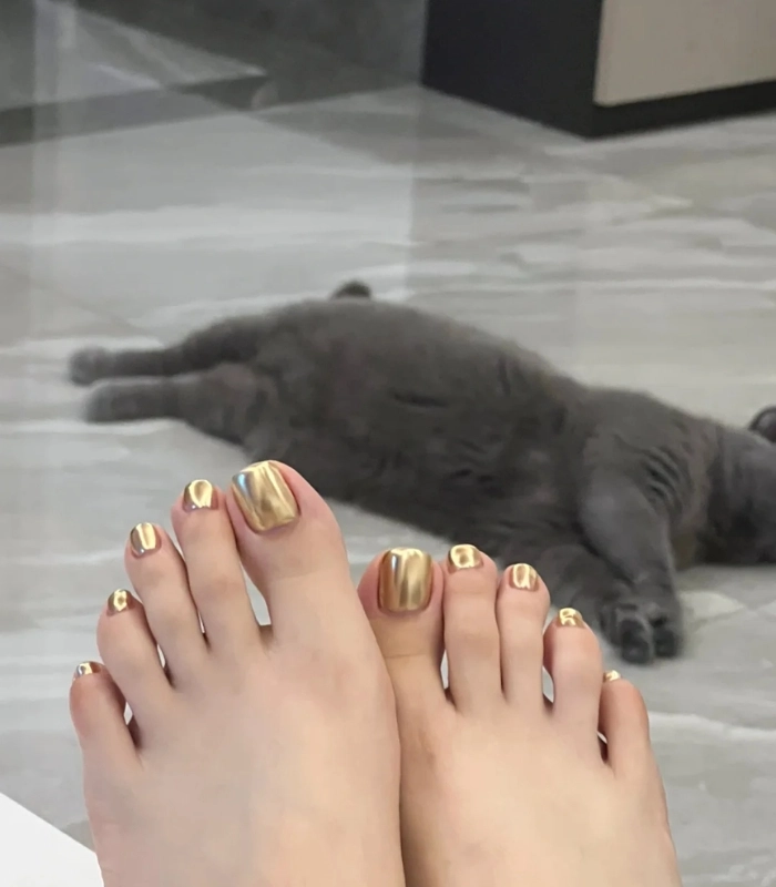 mẫu nail chân tráng gương đơn giản