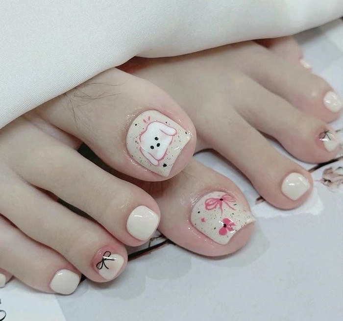 mẫu nail chân vẽ đáng yêu