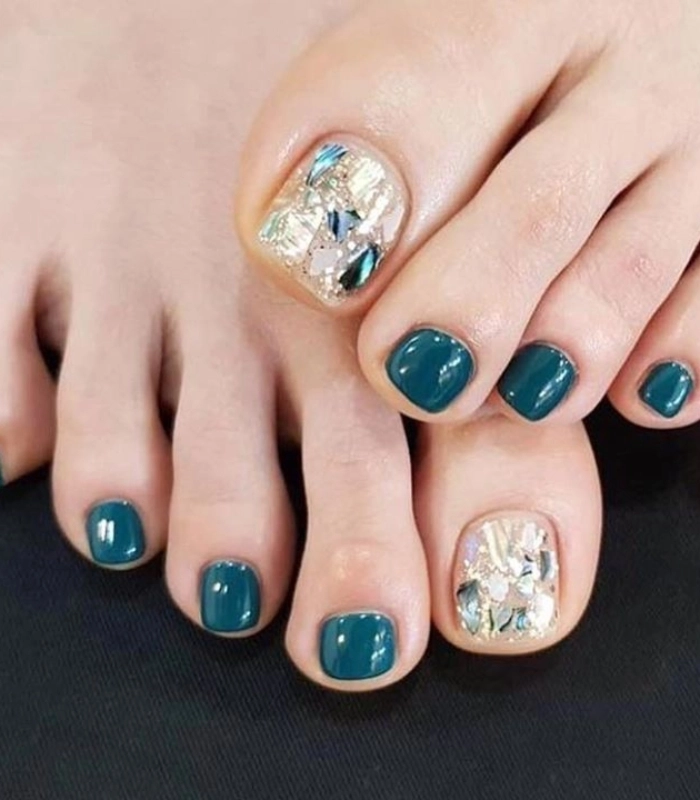 mẫu nail chân xà cừ sang trọng
