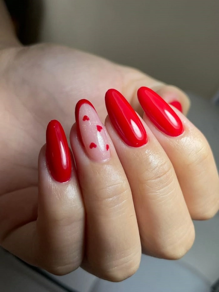 mẫu nail cherry đỏ tươi
