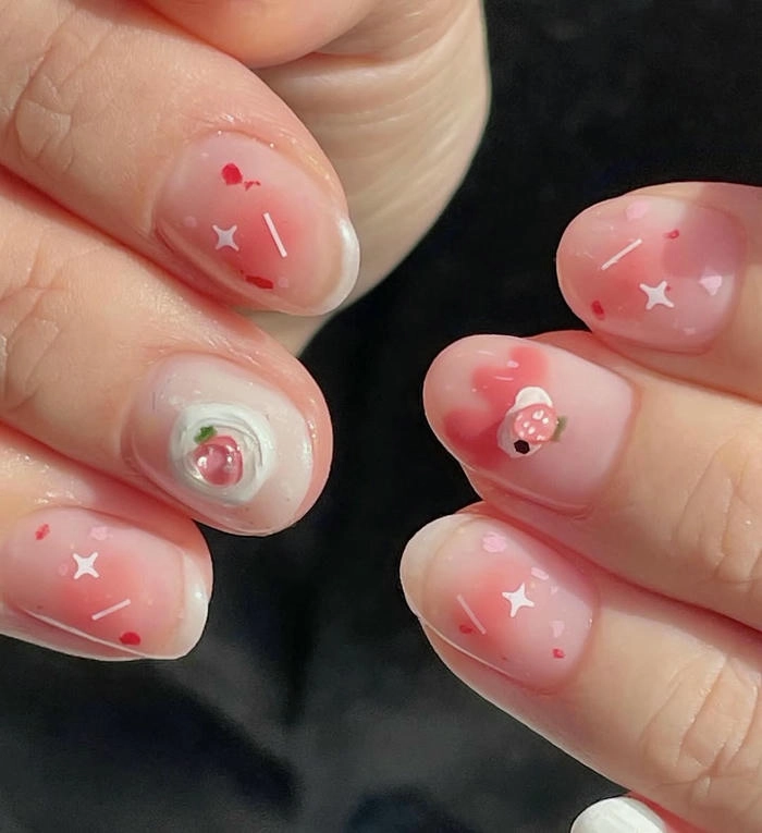 mẫu nail cho bé gái siêu xinh màu hồng