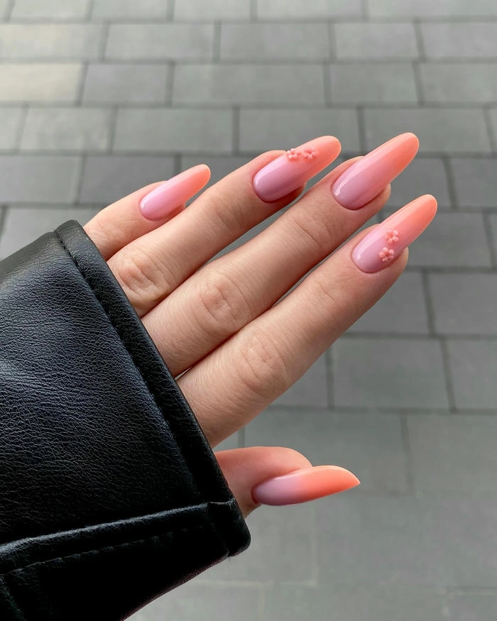 mẫu nail màu cam đào