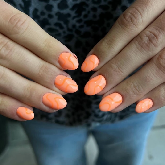 mẫu nail màu cam nhạt