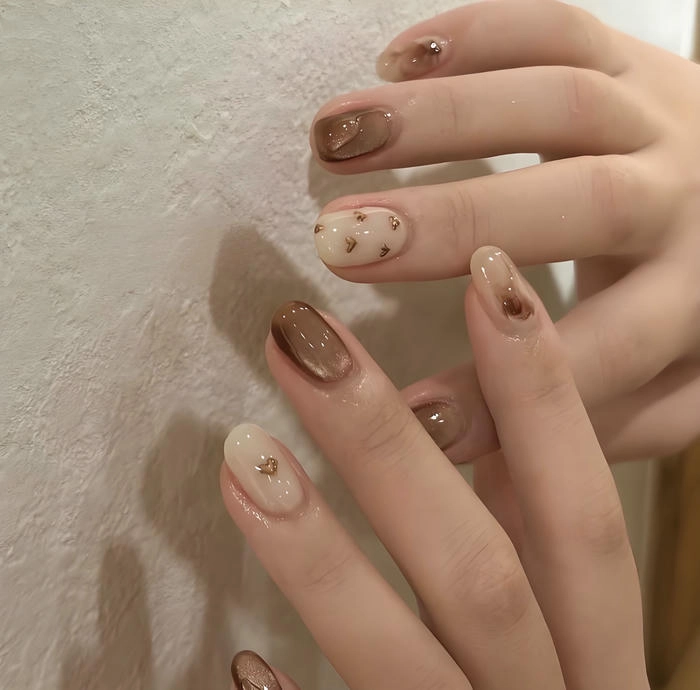 mẫu nail màu nâu cà phê đẹp nhất