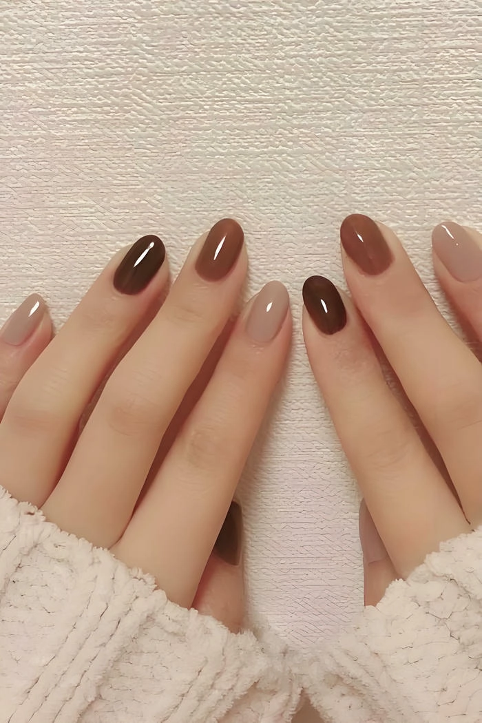 mẫu nail màu nâu cà phê đẹp