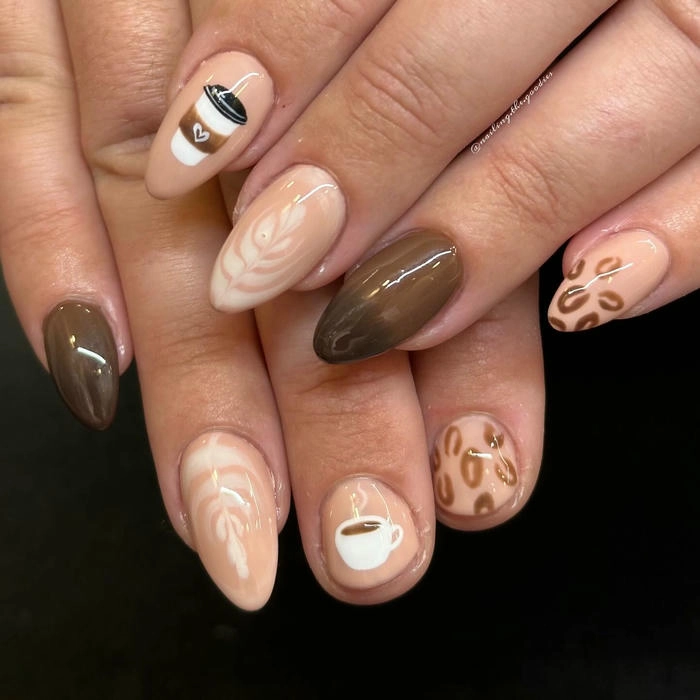 mẫu nail màu nâu