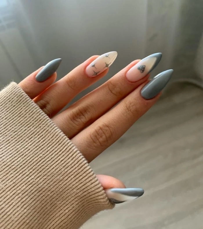 mẫu nail màu xám cuốn hút