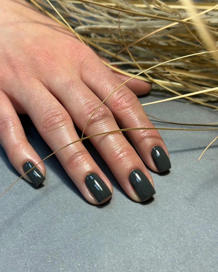 mẫu nail màu xám đậm đơn giản
