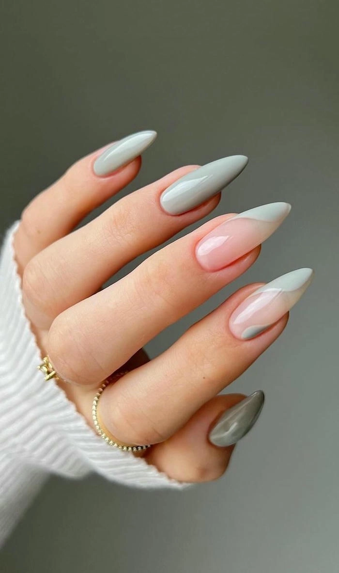 mẫu nail màu xám sang trọng