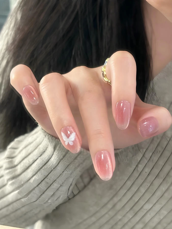 mẫu nail móng bầu gắn nơ