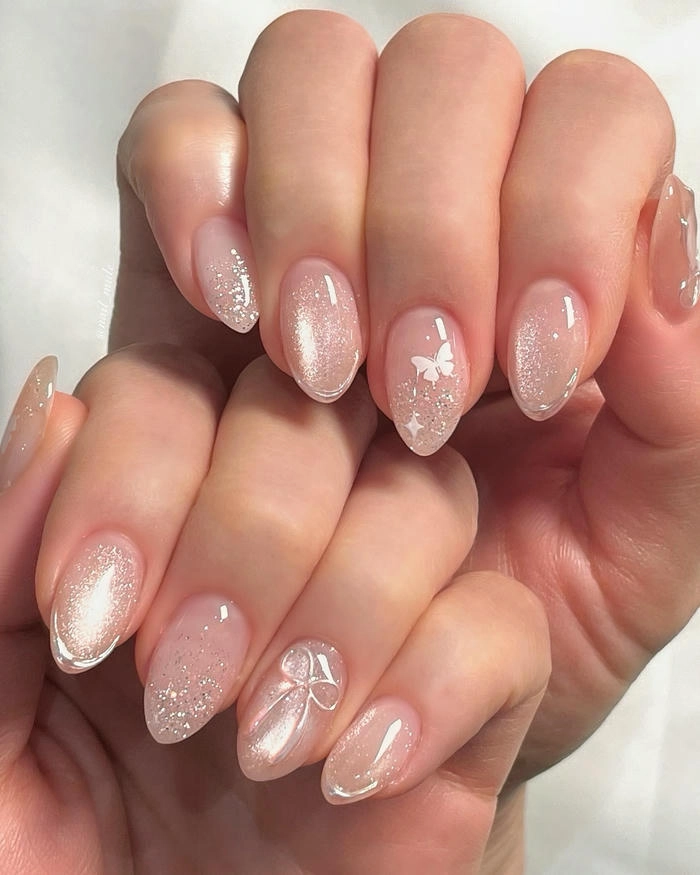 mẫu nail móng bầu siêu nhẹ nhàng