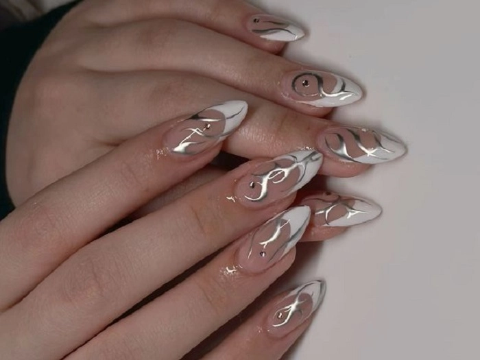 mẫu nail sơn đầu móng trắng sáng tạo cá tính