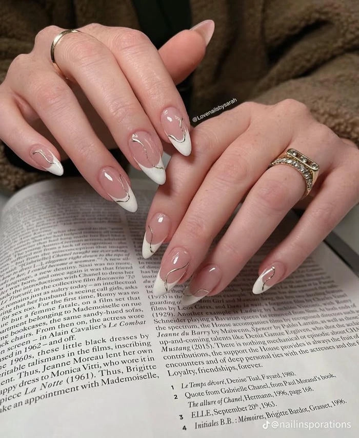 mẫu nail sơn đầu móng trắng sáng tạo