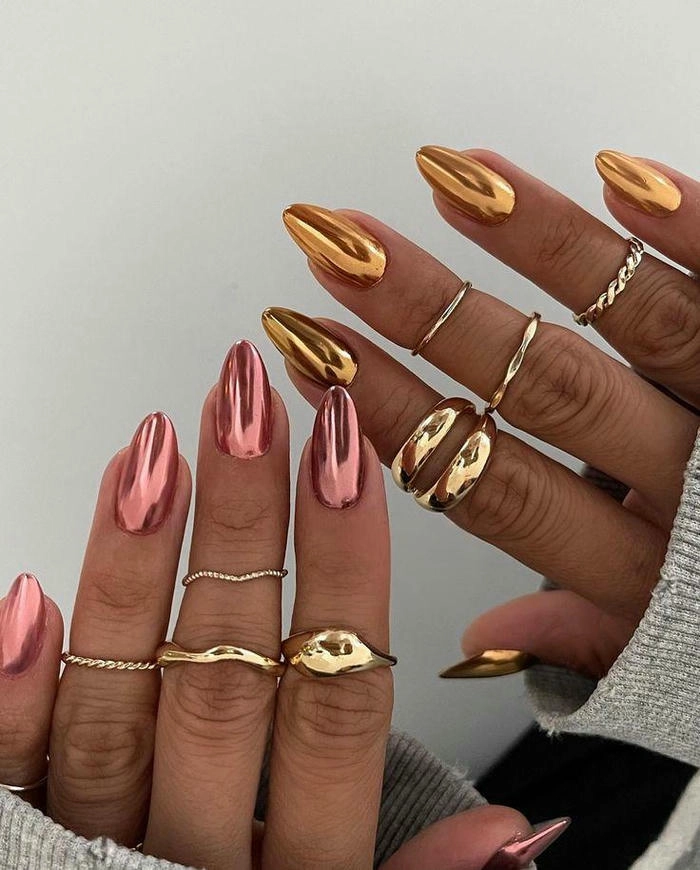 mẫu nail tráng gương sang chảnh