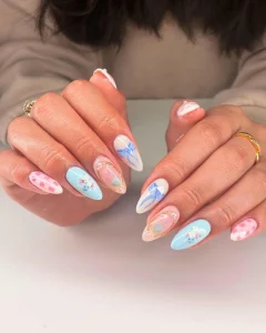 mẫu nail tròn nhọn vẽ