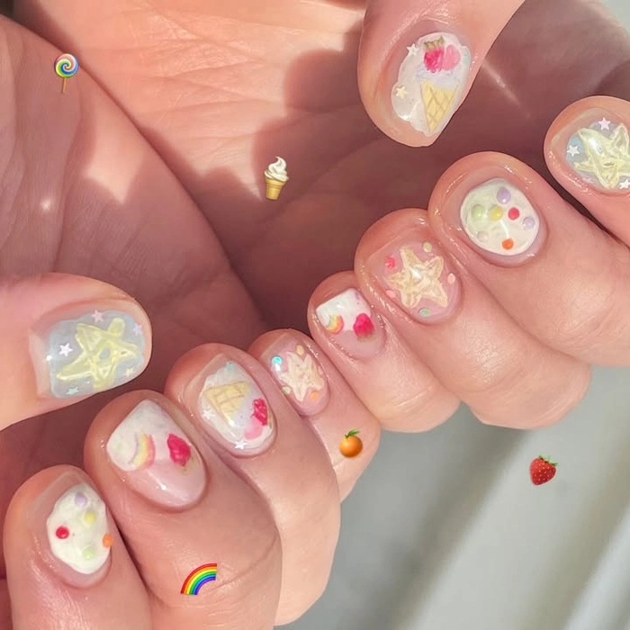 mẫu nail vẽ hình cute cho bé gái