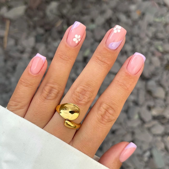 mẫu nail vẽ hoa đơn giản đẹp