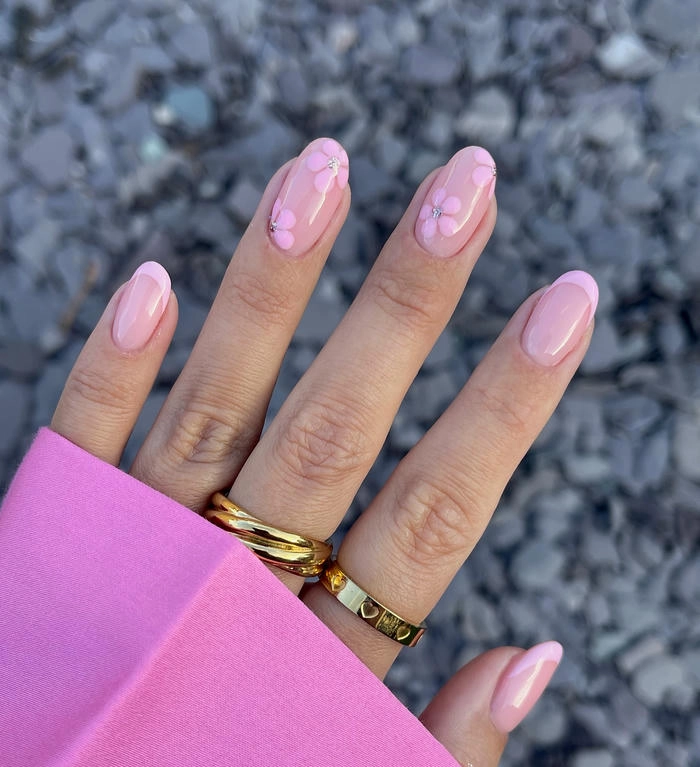 mẫu nail vẽ hoa đơn giản