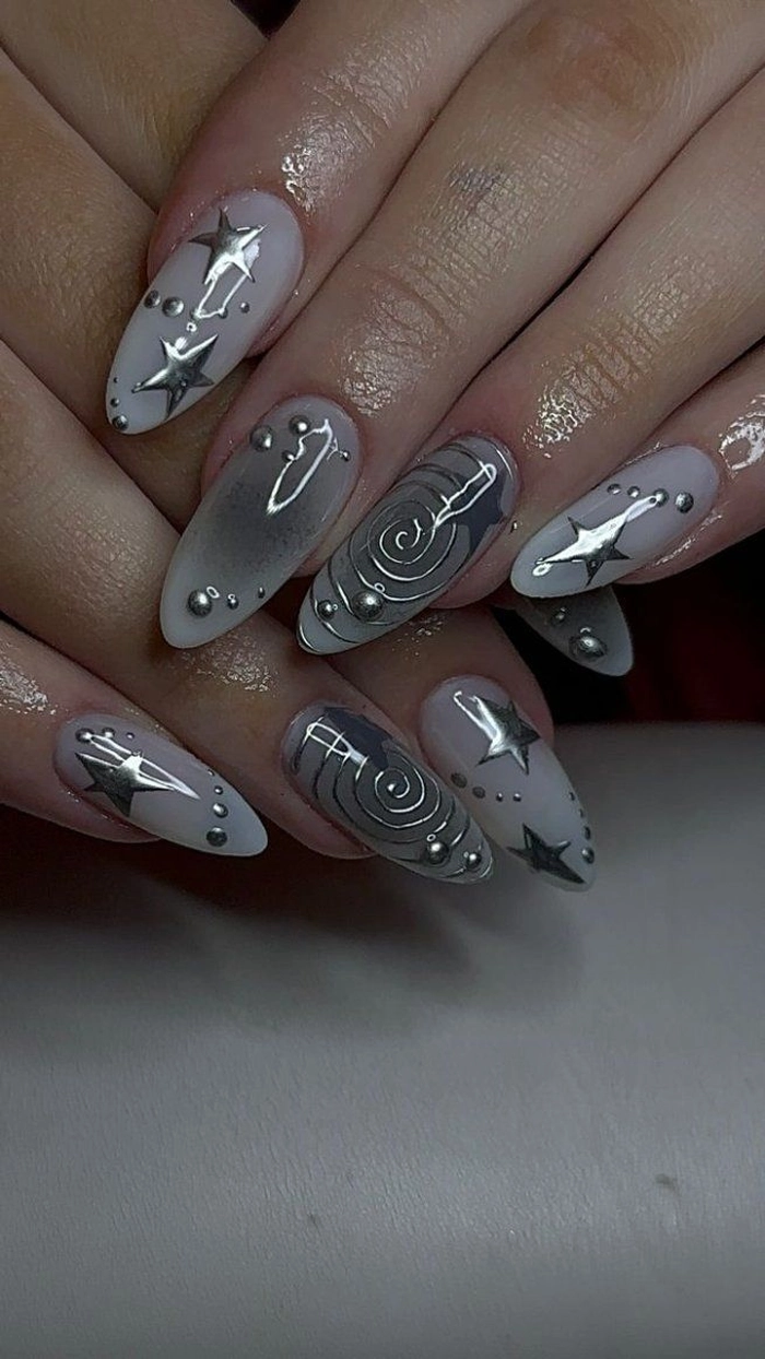 mẫu nail xám