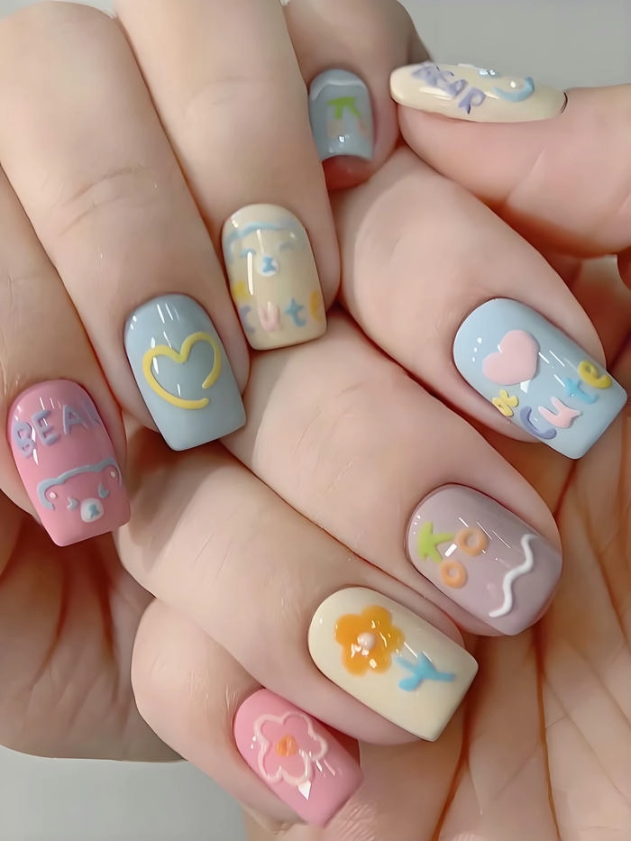 mẫu sơn nail tay pastel cute