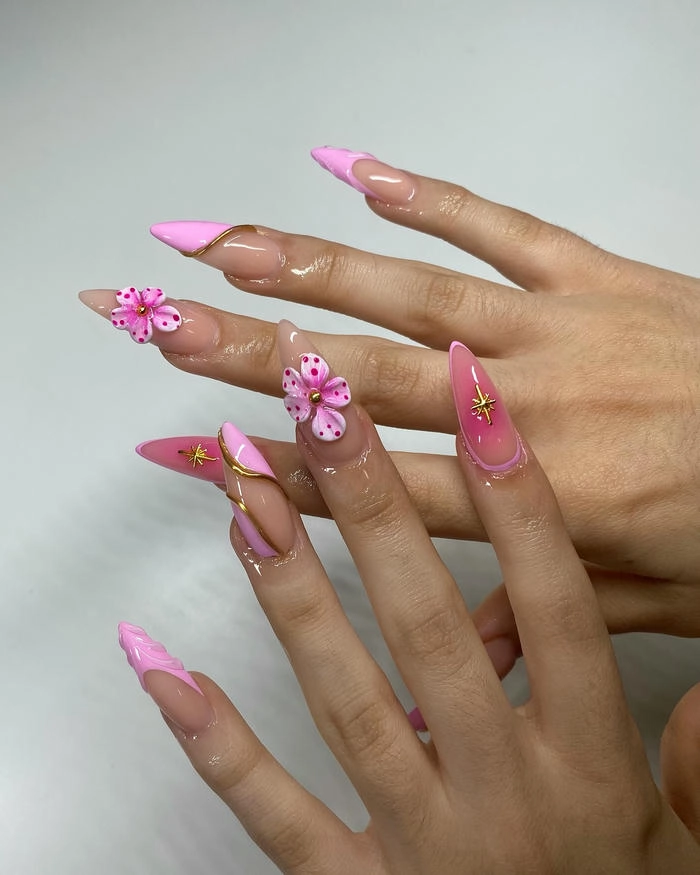 móng tay sơn màu hồng siêu đẹp