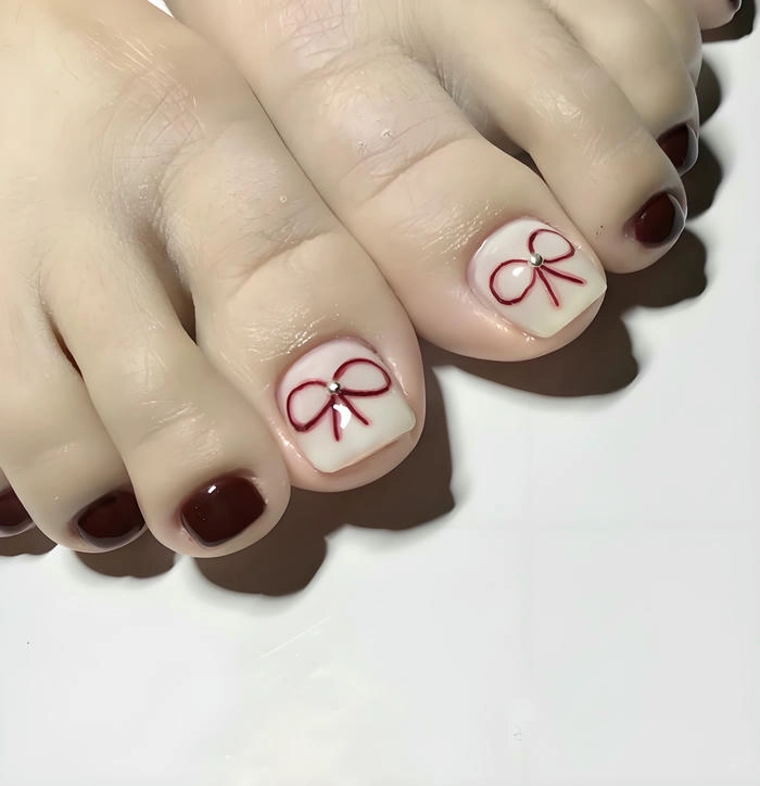 nail chân đỏ đô đẹp
