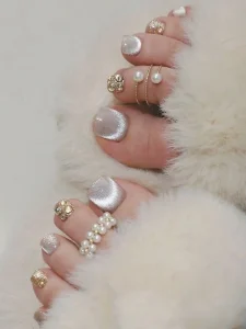 nail chân mắt mèo đính đá