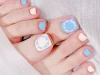 Nail chân màu xanh dương nhạt tươi mát, xinh chill hết cỡ