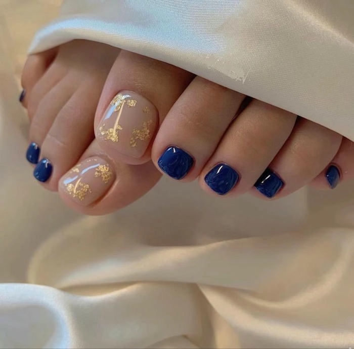 nail chân màu xanh mát