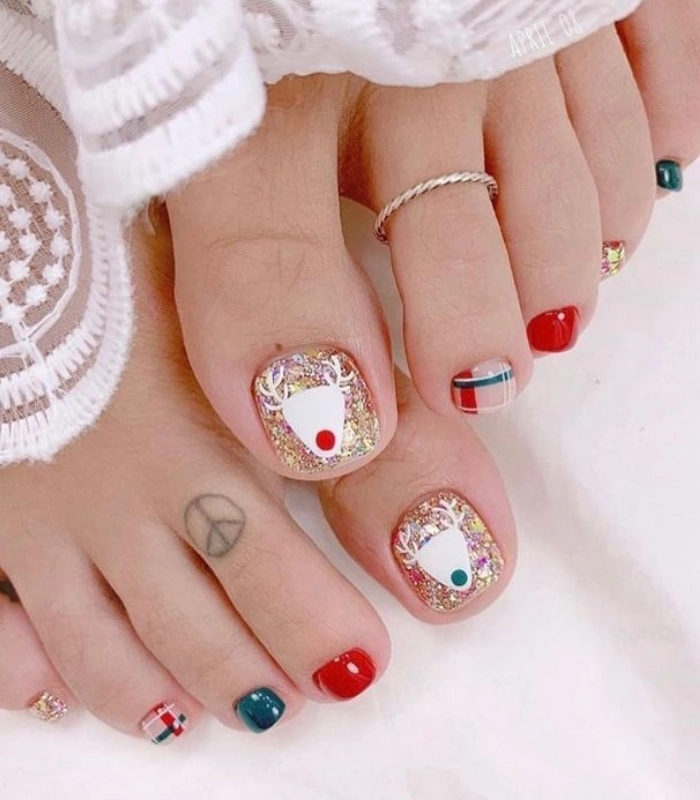 nail chân noel tuyệt đẹp