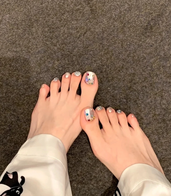 nail chân tráng gương lung linh