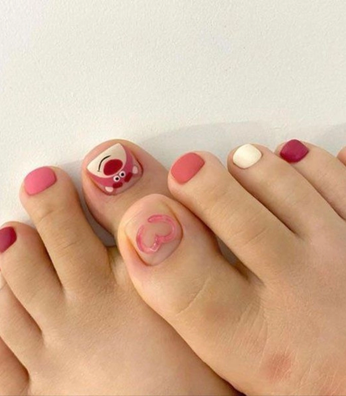 nail chân vẽ gấu cute