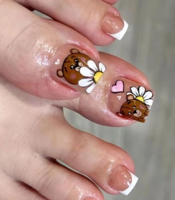 nail chân vẽ gấu đẹp nhất