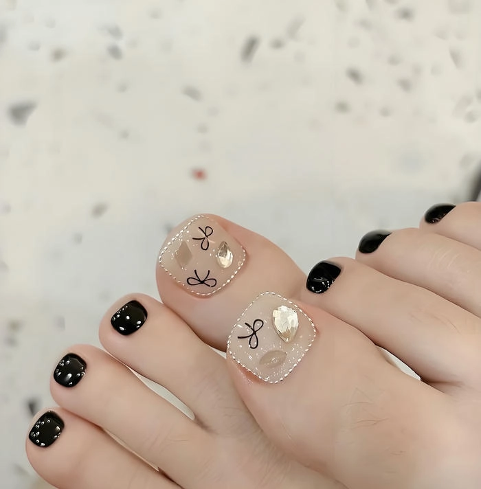 nail chân vẽ nơ đẹp nhất