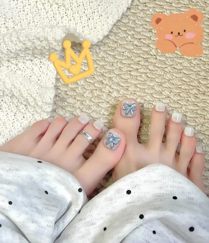 nail chân vẽ nơ siêu xinh