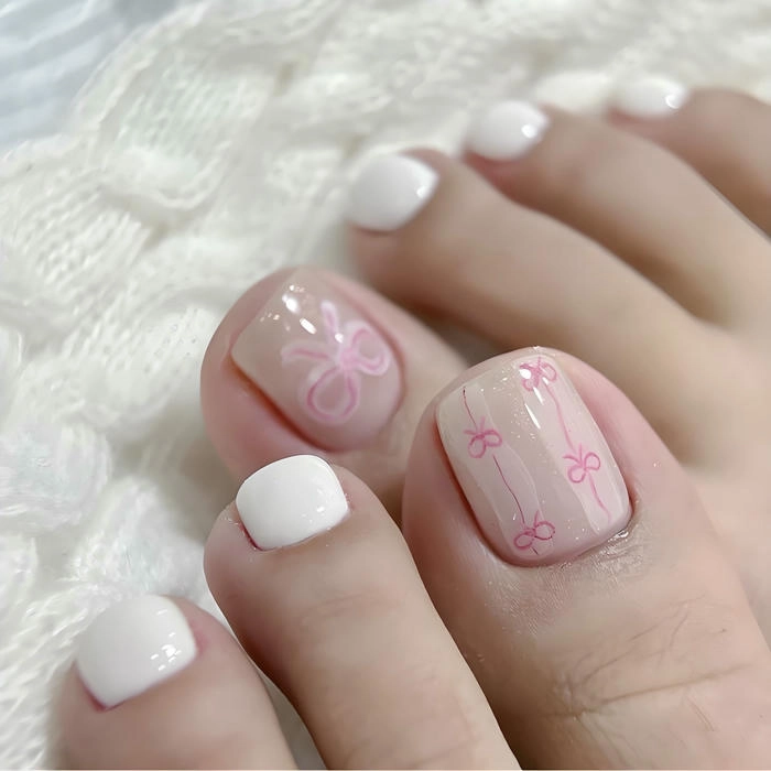 nail chân vẽ nơ
