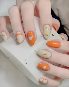 nail màu cam cute