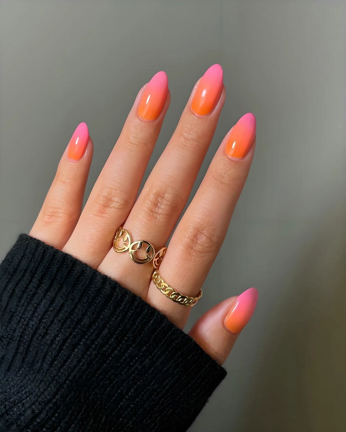 nail màu cam hồng