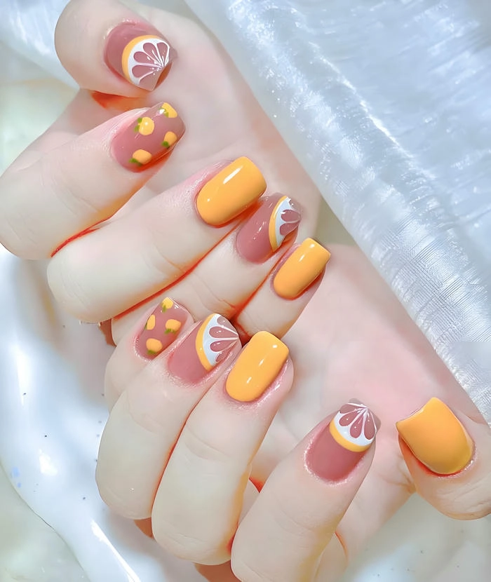 nail màu cam siêu xinh