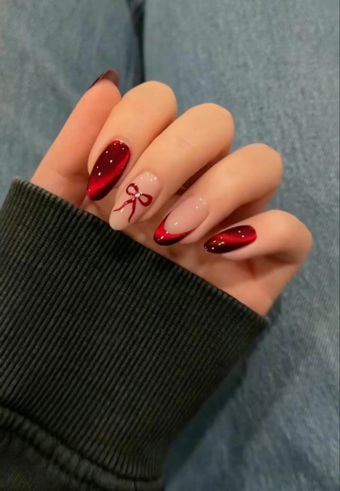 nail màu đỏ cherry đẹp