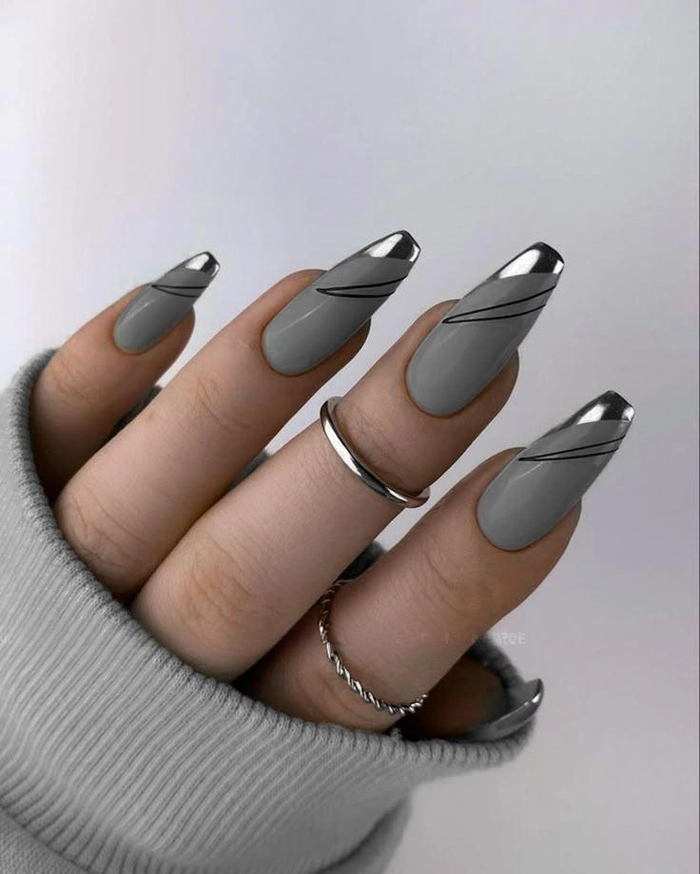 nail màu xám lì