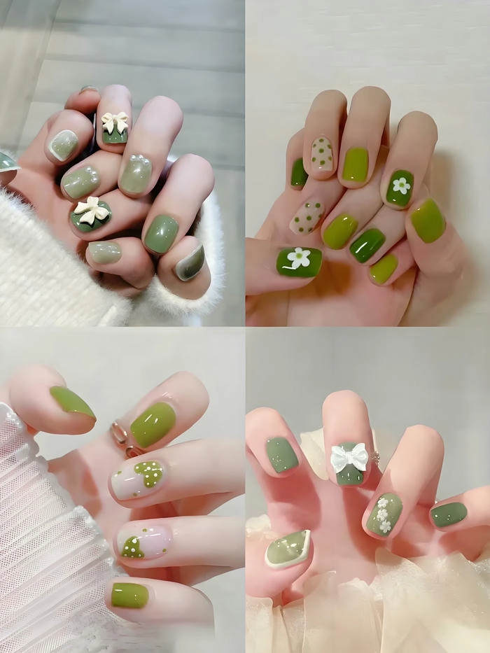 nail màu xanh lá siêu đẹp