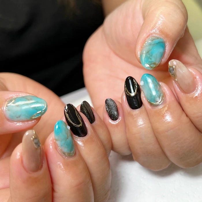 nail màu xanh ngọc đẹp