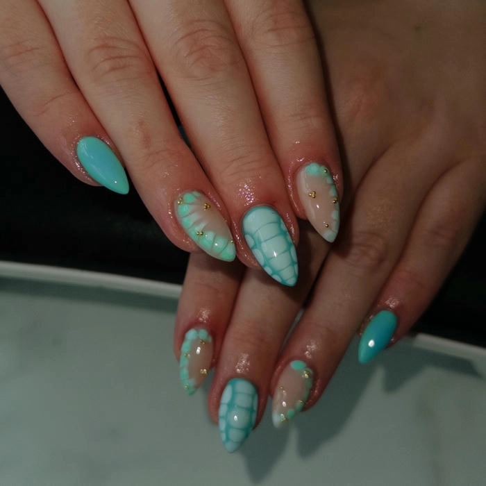 nail màu xanh ngọc